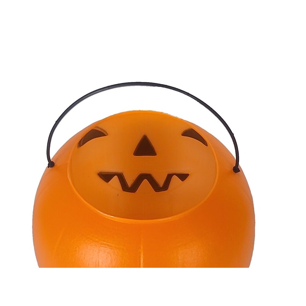 Jack-O-Lantern 8" Halloween Bucket for Trick Or Treat - Blow Mold - Made In USA - Picture 5 of 8
